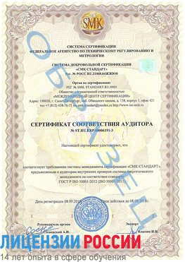Образец сертификата соответствия аудитора №ST.RU.EXP.00006191-3 Невьянск Сертификат ISO 50001
